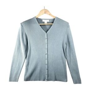 Vintage Y2K Gilmore Girls Cottagecore Fairy Blue Gray Ribbed Cardigan Womens L